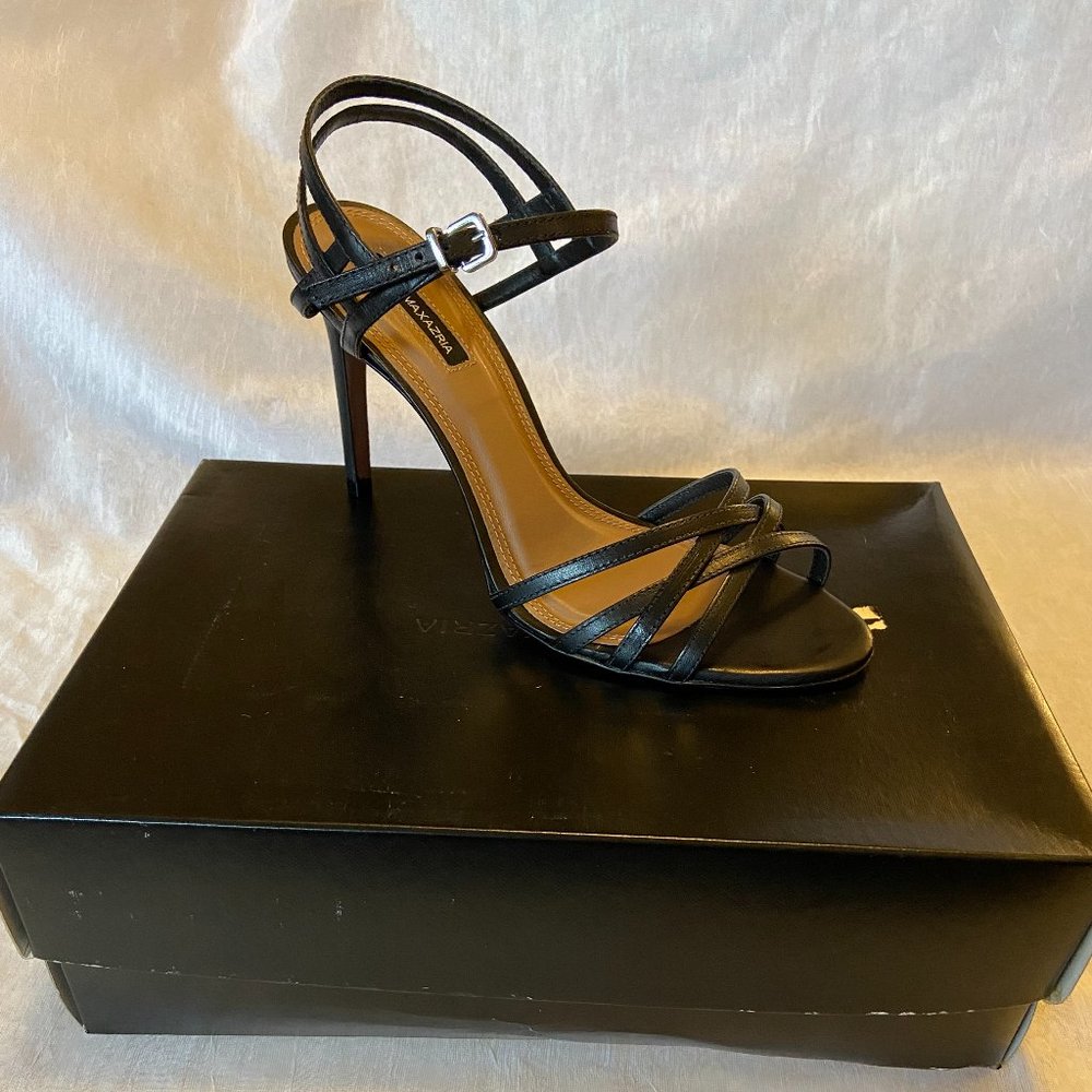 BCBGMAXAZRIA Womens Tanya Dress Sandals Leather- Black